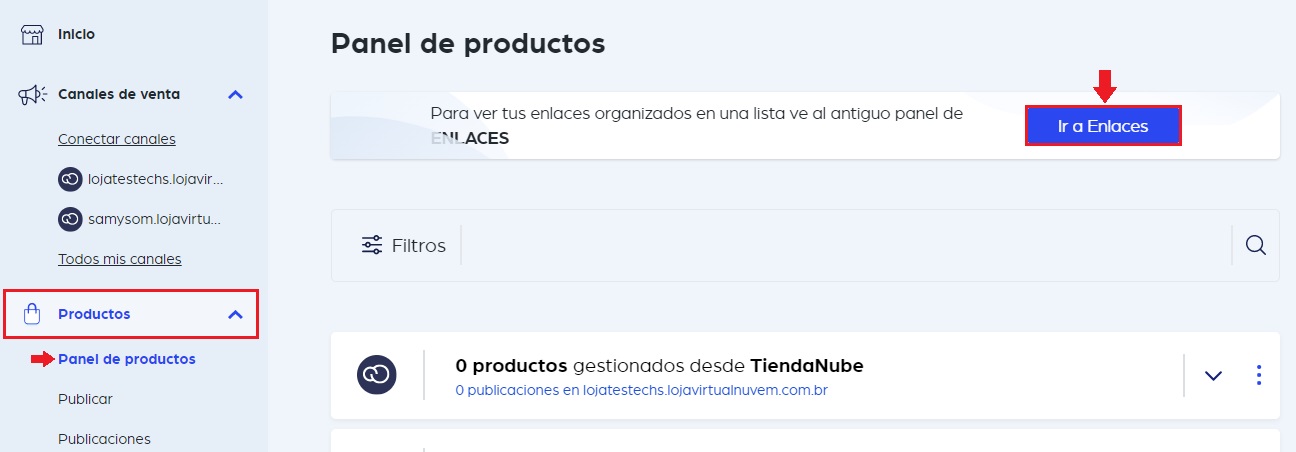 Acessar a aba Productos no Astroselling.