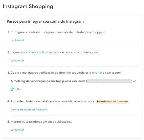 Versão 2 da integração com o Instagram no painel Nuvemshop