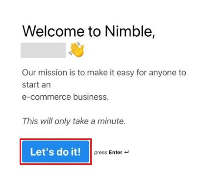 Mensagem de boas vindas do aplicativo, com o botão "Let's do it!" em destaque