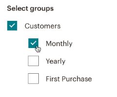 Opção de selecionar grupos para agregar os contatos