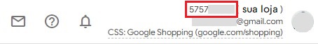 Copiar o merchant ID no cabeçalho do Google Merchant Center