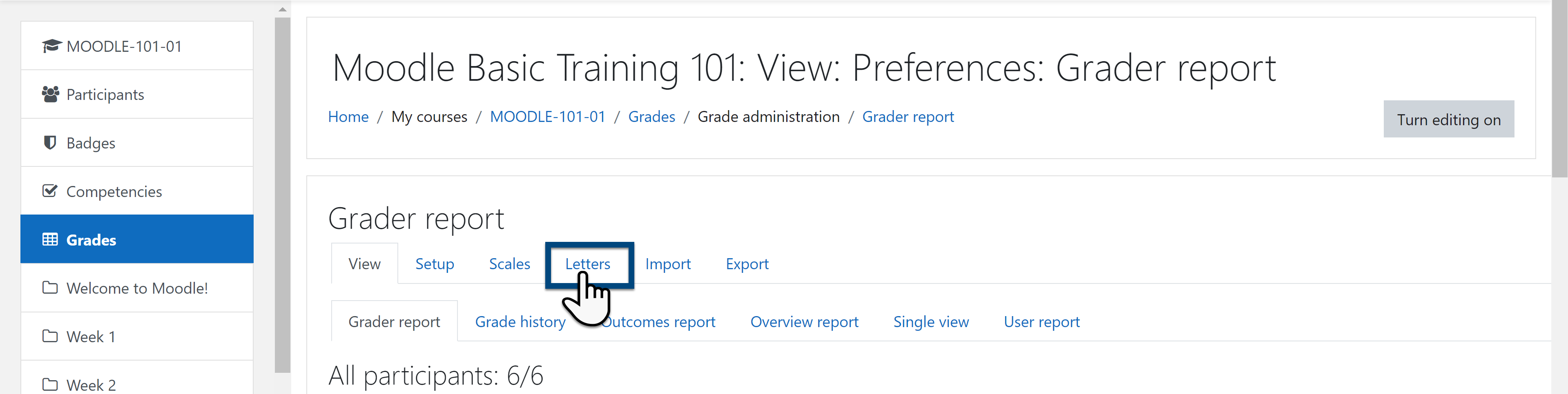 Using Scales & Letters in the Moodle Gradebook