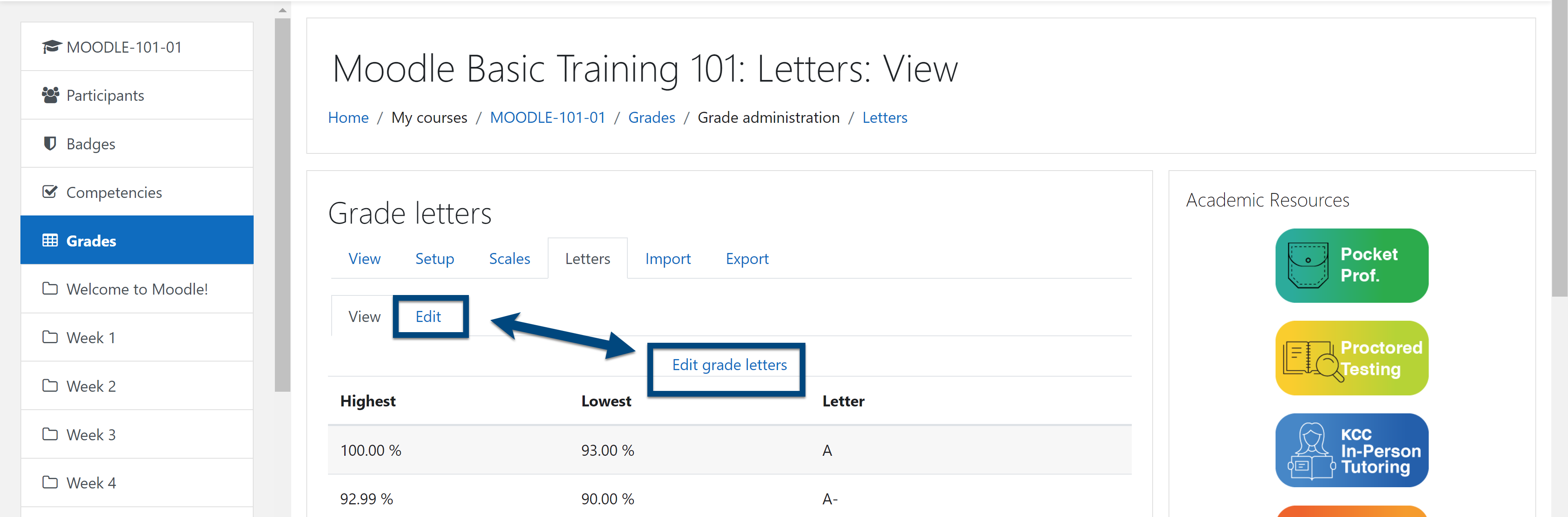 Using Scales & Letters in the Moodle Gradebook