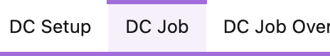 A few Duplicate Check menu tabs, with the DC Job tab highlighted.