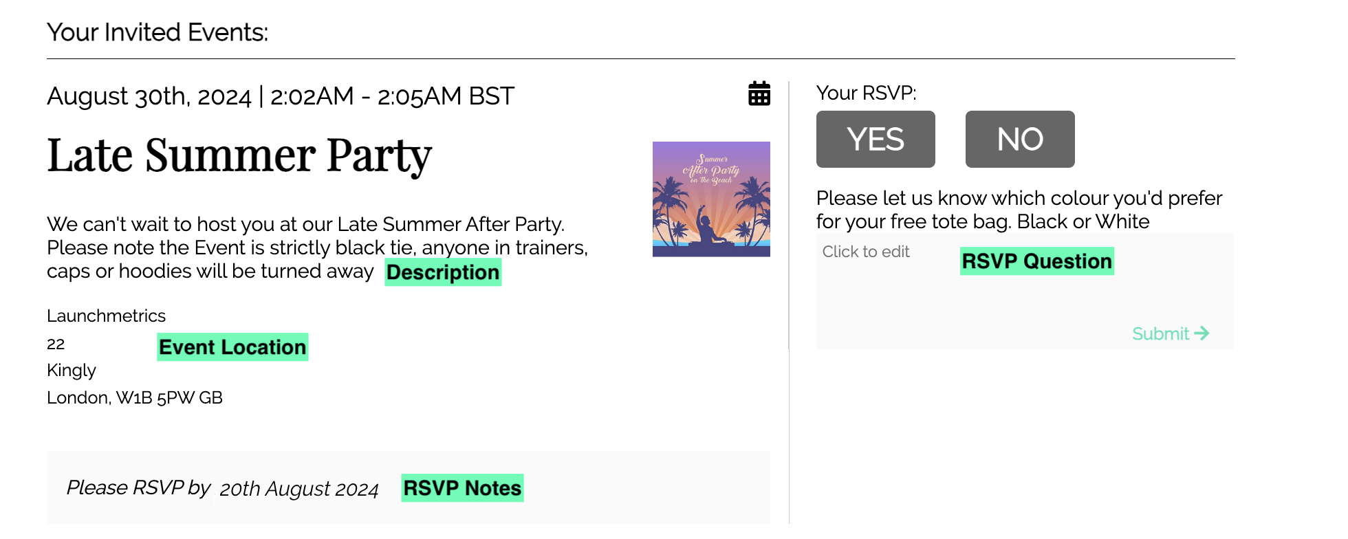 RSVP Landing Page