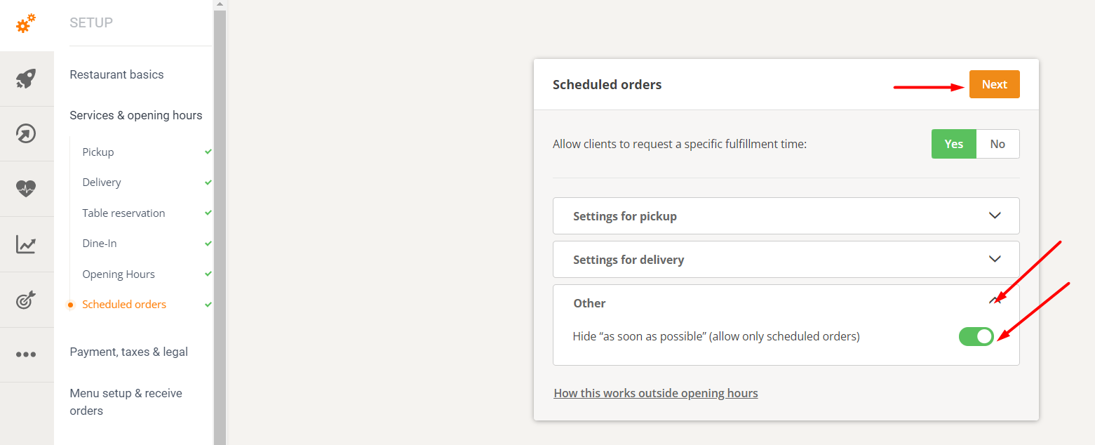 food clients can schedule food delivery