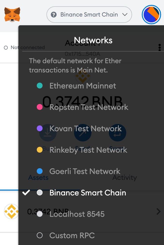 Connecting metamask to binance smart chain