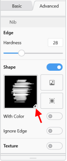 Shape option for a brush in Sketchbook for Windows 10