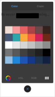 The Color Swatch panel in the mobile version of Sketchbook