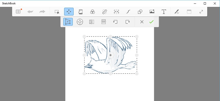 Distort tool with bounding box in Sketchbook for Windows 10