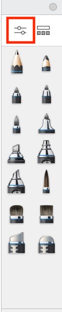 Brush Palette with Brush Properties icon