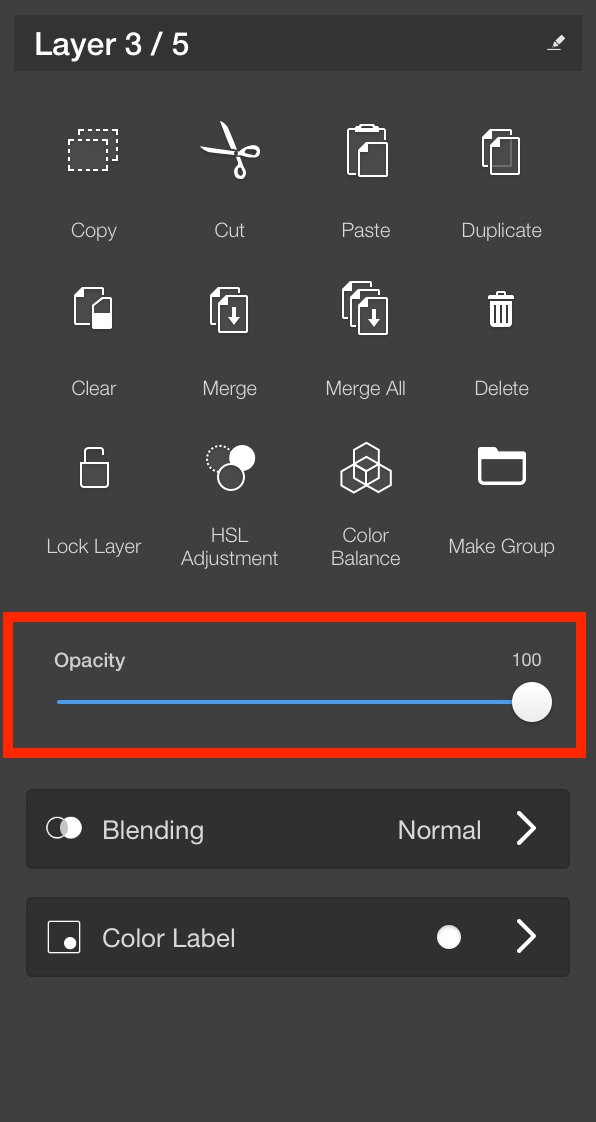 Changing layer opacity in Sketchbook for mobile
