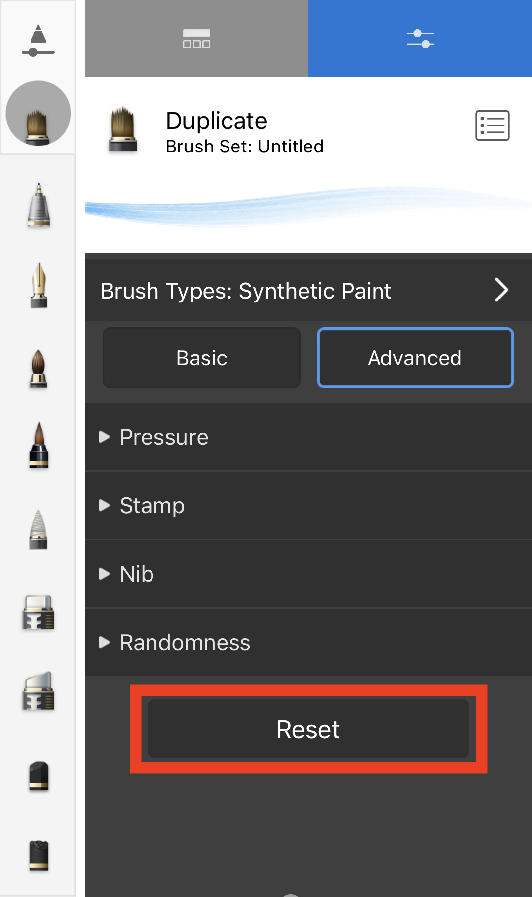Using Reset to Default in Sketchbook Pro for desktop to reset brush icons