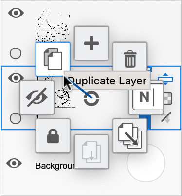 Duplicate layers in the Sketchbook Pro layers marking menu