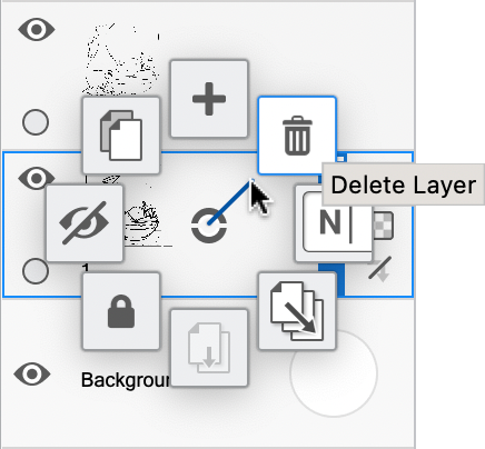 Delete layers in the Sketchbook Pro layers marking menu
