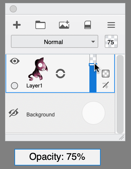 Sketchbook layer opacity slider