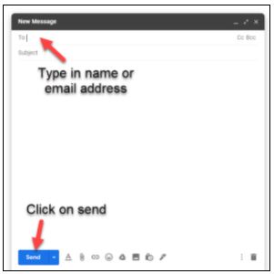 新しい電子メール参照-アドレスバー（上部）に名前または電子メールを入力し、[送信]（右下隅）をクリックして電子メールを送信します