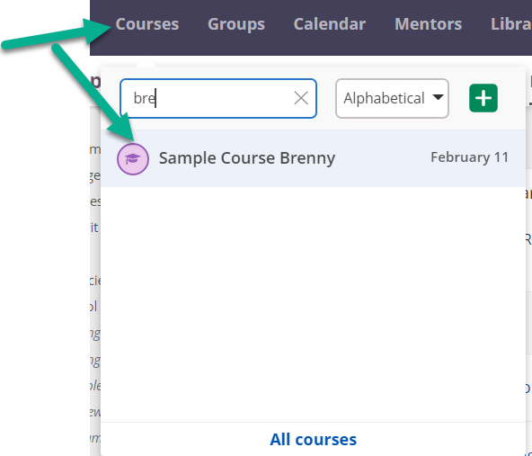 Select a course from the courses dropdown menu in itslearning, courses tab