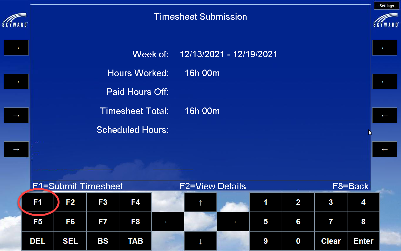 timesheet review and submission screen