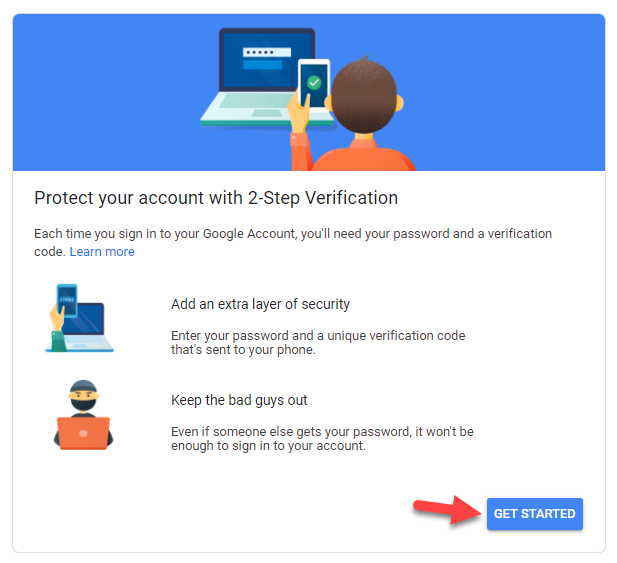 2 Step Verification getting started screen