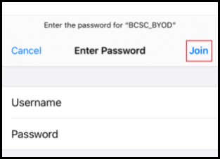 Area to Enter Username and Password