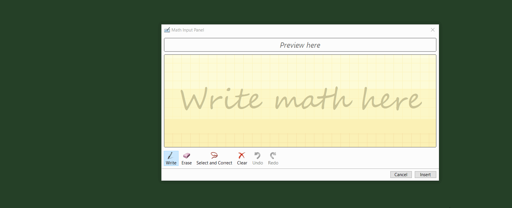 use math input panel