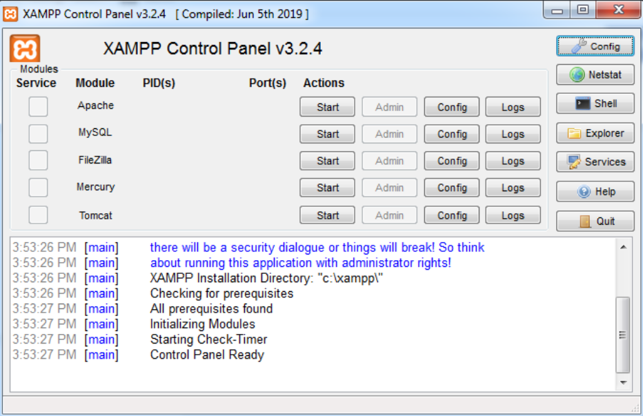 XAMPP panel - yokart installation kit